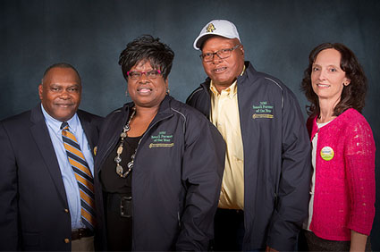 Pictured (L-R): James Hartsfield, Cooperative Extension agent, Sampson County; 2016 Small Farmers of the Year Alease and Donnie Williams, D&A Farms, Autryville; and Eilene Coite, Sampson County Cooperative Extension director. 