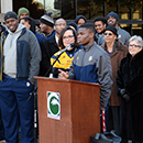 Mayor Nancy Vaughan and members of the city council  and NCAT Football Team