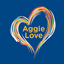 rainbow heart with Aggie Love inside