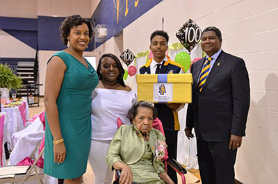 Photo Caption (Left to Right): Waynette Kimball, Destiny Rooks, Mrs. Sabina Gould, Jaylen Rainey, Dr. Bertram Walls, former member of the board of trustees for North Carolina A&T State University
