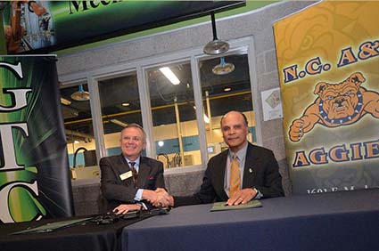 Randy Parker, president of GTCC and Chancellor Harold L. Martin, Sr. of N.C. A&T Co-Admission Agreement Signing