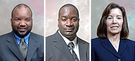 Dr. Roland Leak (left), Dr. Omar Woodham (center) and Dr. Kathryn Cort (right) 