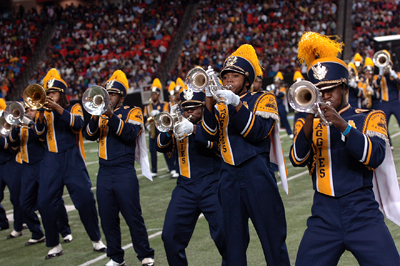 North Carolina A&T State University Blue and Gold Marching Machine marched in the Georgia Dome at the Honda Battle of the Bands.
