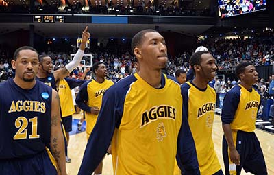 North Carolina A&T State University men’s basketball team victory walk.
