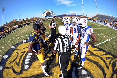 North Carolina A&T State University vs South Carolina State University coin toss.