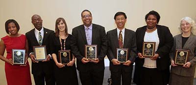 Left to right- Dr. Stephanie Luster-Teasley, Dr. Stephen McCarry-Henderson, Mrs. Anna R. Reaves, Dr. Gregory Goins, Dr. Guochen Yang, Dr. Lisa A. Owens-Jackson, Dr. Joanne Sulek Utley 