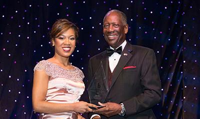 Paige Lewter and award presenter General Lester Lyles, USAF (ret.)