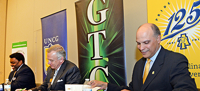 Harold Martin L. Martin Sr., University of North Carolina at Greensboro (UNCG) Chancellor Franklin D. Gilliam Jr. and President Randy Parker of Guilford Technical Community College