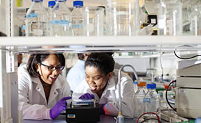 NCAT students work in lab.