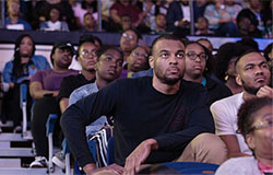 A&T students take in author/faith leader T.D. Jakes in a spring 2019 appearance in the Chancellor’s Speaker Series.