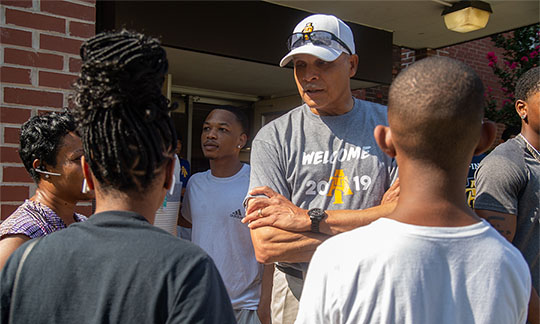 A North Carolina A&T student and her father attend New Student Orientation.